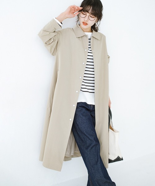 haco!（ハコ）の「今こそ見直す春の定番！カジュアルさと大人っぽさの共存を図る！　軽やかに羽織ってかっこいいステンカラーコートby who made me（ステンカラーコート・レディース・ベージュ・SMALL/MEDIUM/LARGE/X-LARGE）」の11枚目の写真