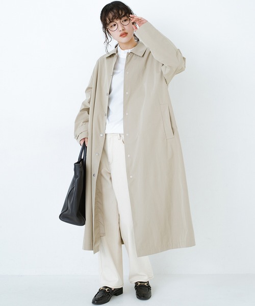 haco!（ハコ）の「今こそ見直す春の定番！カジュアルさと大人っぽさの共存を図る！　軽やかに羽織ってかっこいいステンカラーコートby who made me（ステンカラーコート・レディース・ベージュ・SMALL/MEDIUM/LARGE/X-LARGE）」の6枚目の写真