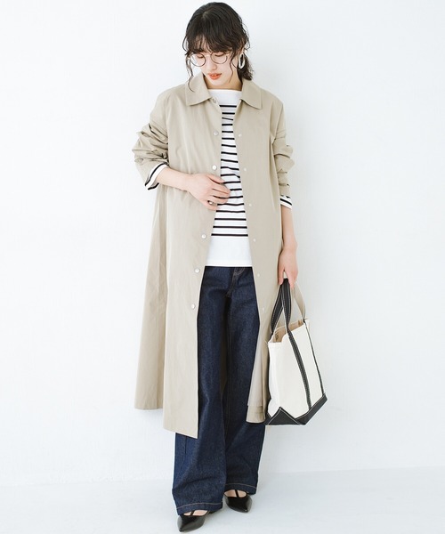 haco!（ハコ）の「今こそ見直す春の定番！カジュアルさと大人っぽさの共存を図る！　軽やかに羽織ってかっこいいステンカラーコートby who made me（ステンカラーコート・レディース・ベージュ・SMALL/MEDIUM/LARGE/X-LARGE）」の7枚目の写真