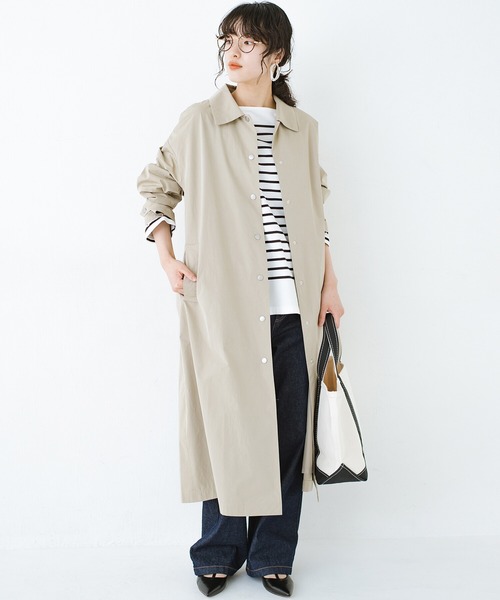 haco!（ハコ）の「今こそ見直す春の定番！カジュアルさと大人っぽさの共存を図る！　軽やかに羽織ってかっこいいステンカラーコートby who made me（ステンカラーコート・レディース・ベージュ・SMALL/MEDIUM/LARGE/X-LARGE）」の9枚目の写真