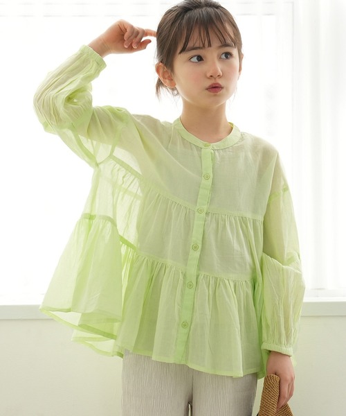 coca(coca)(コカ)の「キッズ 親子お揃いシアーコットンティアードブラウス(シャツ/ブラウス・キッズ・ライトブルー/ライトピンク/グレー/ライトグリーン/ピンク/アイボリー/ベージュ/カーキ/パープル/チャコール/ライトベージュ/イエロー・130/120/100/110/140)」の7枚目の写真