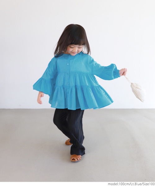 coca(coca)(コカ)の「キッズ 親子お揃いシアーコットンティアードブラウス(シャツ/ブラウス・キッズ・ライトブルー/ライトピンク/グレー/ライトグリーン/ピンク/アイボリー/ベージュ/カーキ/パープル/チャコール/ライトベージュ/イエロー・130/120/100/110/140)」の13枚目の写真