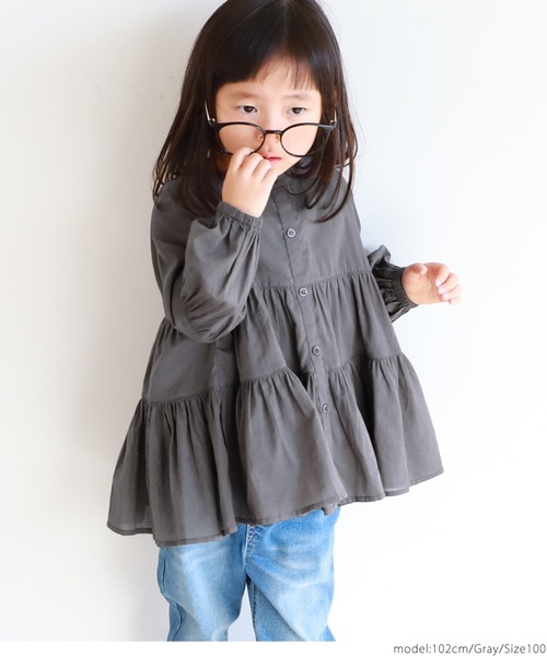 coca(coca)(コカ)の「キッズ 親子お揃いシアーコットンティアードブラウス(シャツ/ブラウス・キッズ・ライトブルー/ライトピンク/グレー/ライトグリーン/ピンク/アイボリー/ベージュ/カーキ/パープル/チャコール/ライトベージュ/イエロー・130/120/100/110/140)」の19枚目の写真