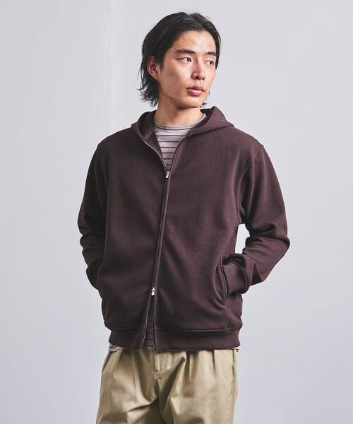 UNITED ARROWS(ユナイテッドアローズ)の「<UNITED ARROWS> ブークレ ジップ フーディ(パーカー・メンズ・ダークブラウン/ベージュ/ライム/ダークグレー・S/M/L/XL)」の3枚目の写真