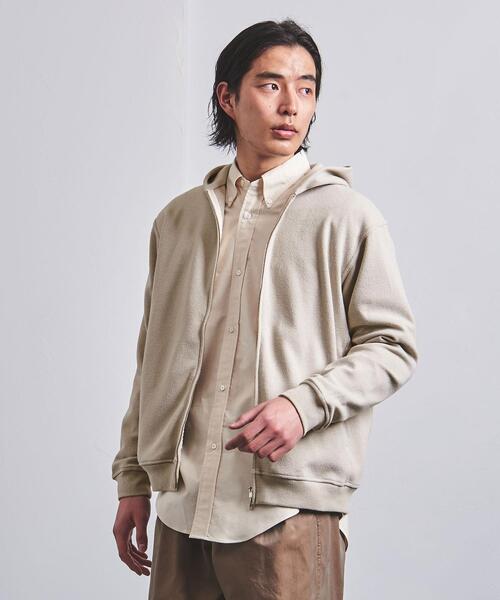 UNITED ARROWS(ユナイテッドアローズ)の「<UNITED ARROWS> ブークレ ジップ フーディ(パーカー・メンズ・ダークブラウン/ベージュ/ライム/ダークグレー・S/M/L/XL)」の1枚目の写真