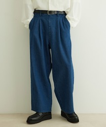 デニムワイドテーパードパンツ