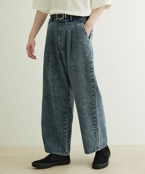 JUNRED（ジュンレッド）の「デニムワイドテーパードパンツ（デニムパンツ・メンズ・ブルー/ネイビー・M/L/LL）」の2枚目の写真