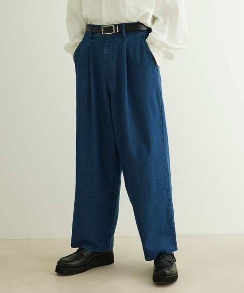 JUNRED（ジュンレッド）の「デニムワイドテーパードパンツ（デニムパンツ・メンズ・ブルー/ネイビー・M/L/LL）」の5枚目の写真