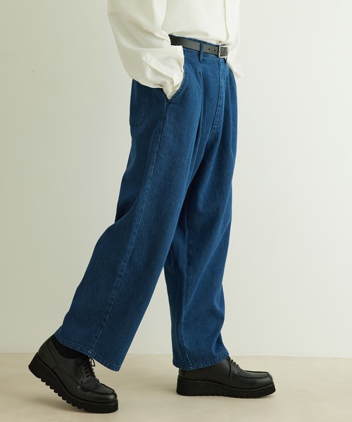 JUNRED（ジュンレッド）の「デニムワイドテーパードパンツ（デニムパンツ・メンズ・ブルー/ネイビー・M/L/LL）」の6枚目の写真