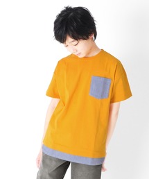 GLAZOS | 天竺・ドロップショルダーアソートポケット裾レイヤード半袖Ｔシャツ(Tシャツ/カットソー)