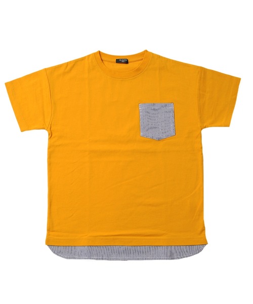 GLAZOS（グラソス）の「天竺・ドロップショルダーアソートポケット裾レイヤード半袖Ｔシャツ（Tシャツ/カットソー・キッズ・ホワイト/イエロー/ブルー/ブラック・130cm/140cm/150cm/160cm/170cm）」の5枚目の写真