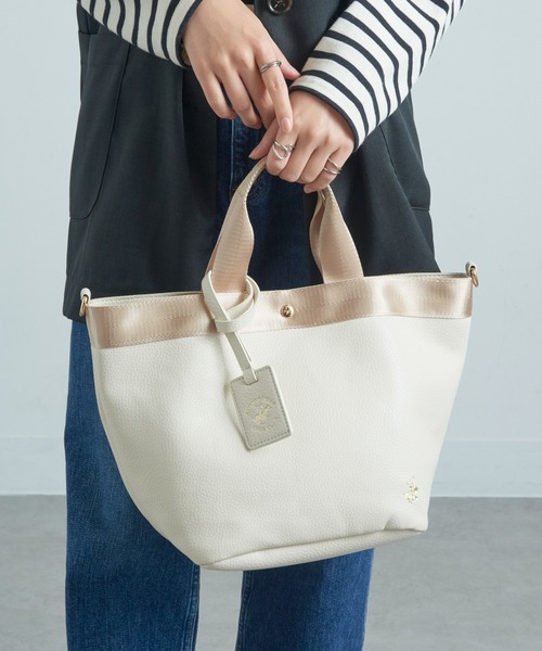 BEVERLY HILLS POLO CLUB(ビバリーヒルズポロクラブ)の「【BEVERLY HILLS POLO CLUB】《別注》Wフェイスランチトート(トートバッグ・レディース・ブラック/ホワイト/ホワイト系その他/グレー/ベージュ/グレイッシュベージュ/ホワイト系その他2・FREE)」の11枚目の写真