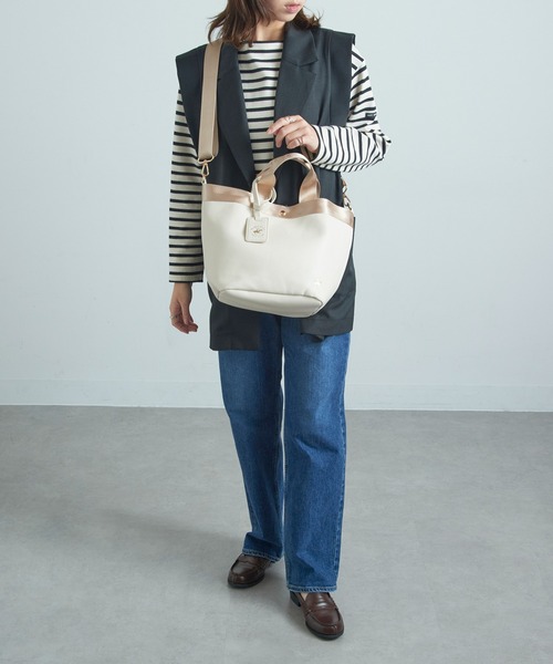 BEVERLY HILLS POLO CLUB(ビバリーヒルズポロクラブ)の「【BEVERLY HILLS POLO CLUB】《別注》Wフェイスランチトート(トートバッグ・レディース・ブラック/ホワイト/ホワイト系その他/グレー/ベージュ/グレイッシュベージュ/ホワイト系その他2・FREE)」の13枚目の写真