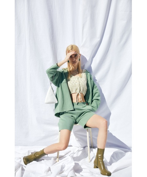 MOUSSY（マウジー）の「KNIT SHORT パンツ（その他パンツ・レディース・キナリ/ブラック/ライトグリーン・FREE）」の8枚目の写真