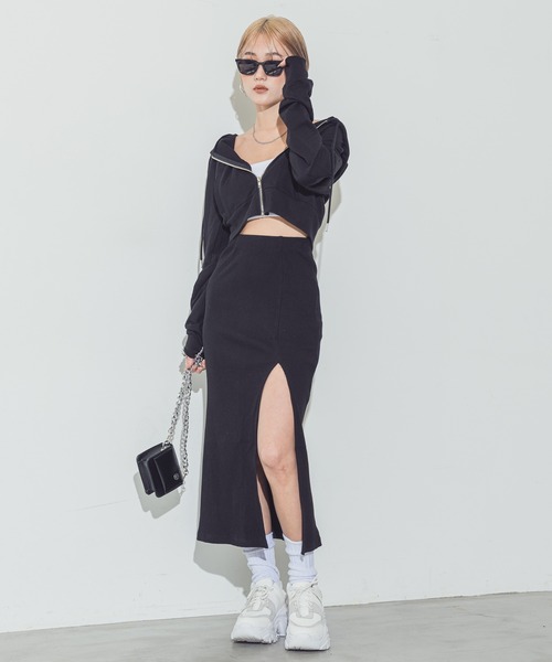 BLONDEY（ブロンディ）の「タイトスリットリブスカート（スカート・レディース・チャコールグレー/ブラック/モカ・FREE）」の6枚目の写真