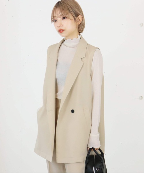 tiptop(ティップトップ)の「【セットアップ対応】リネンタッチダブルボタンベスト(ベスト・レディース・ブラック/グリーン/アイボリー/ダークオレンジ/グリーン系その他/ダークブラウン・FREE)」の18枚目の写真