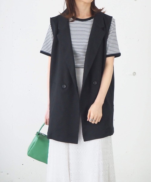 tiptop(ティップトップ)の「【セットアップ対応】リネンタッチダブルボタンベスト(ベスト・レディース・ブラック/グリーン/アイボリー/ダークオレンジ/グリーン系その他/ダークブラウン・FREE)」の11枚目の写真