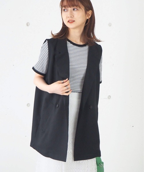 tiptop(ティップトップ)の「【セットアップ対応】リネンタッチダブルボタンベスト(ベスト・レディース・ブラック/グリーン/アイボリー/ダークオレンジ/グリーン系その他/ダークブラウン・FREE)」の19枚目の写真