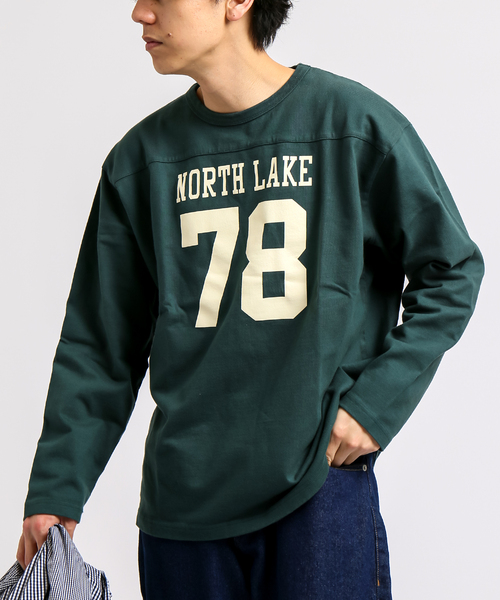 B.C STOCK(ベーセーストック)の「H/W COTTON プリントフットボールロンT(Tシャツ/カットソー・メンズ・ホワイト/グリーン/ネイビー・MEDIUM/LARGE)」の9枚目の写真