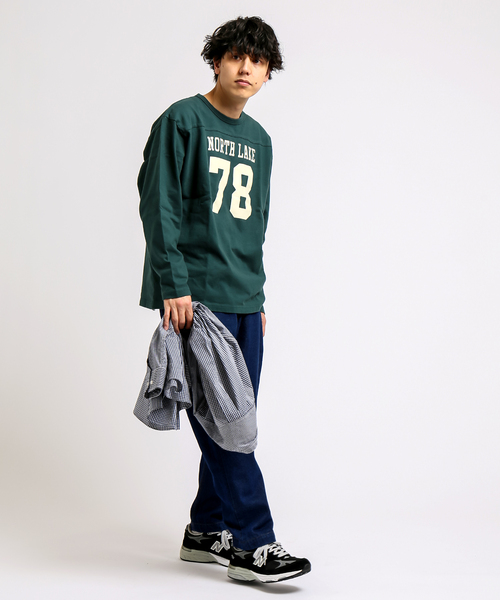 B.C STOCK(ベーセーストック)の「H/W COTTON プリントフットボールロンT(Tシャツ/カットソー・メンズ・ホワイト/グリーン/ネイビー・MEDIUM/LARGE)」の11枚目の写真