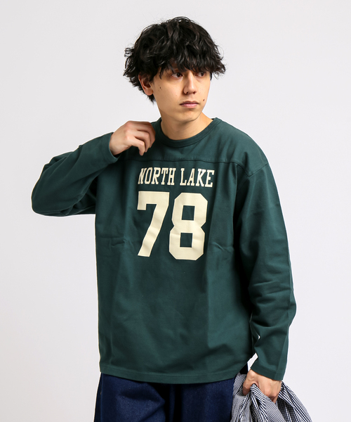 B.C STOCK(ベーセーストック)の「H/W COTTON プリントフットボールロンT(Tシャツ/カットソー・メンズ・ホワイト/グリーン/ネイビー・MEDIUM/LARGE)」の12枚目の写真