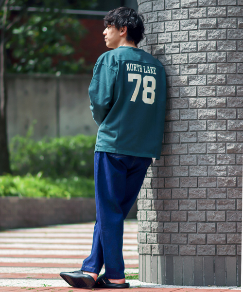 B.C STOCK(ベーセーストック)の「H/W COTTON プリントフットボールロンT(Tシャツ/カットソー・メンズ・ホワイト/グリーン/ネイビー・MEDIUM/LARGE)」の22枚目の写真