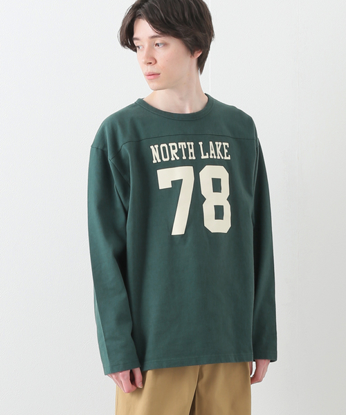 B.C STOCK(ベーセーストック)の「H/W COTTON プリントフットボールロンT(Tシャツ/カットソー・メンズ・ホワイト/グリーン/ネイビー・MEDIUM/LARGE)」の7枚目の写真