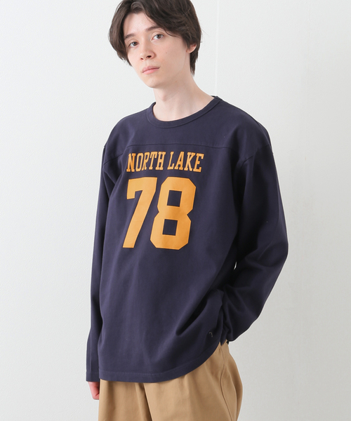 B.C STOCK(ベーセーストック)の「H/W COTTON プリントフットボールロンT(Tシャツ/カットソー・メンズ・ホワイト/グリーン/ネイビー・MEDIUM/LARGE)」の8枚目の写真