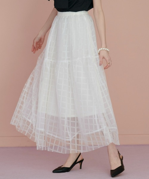 ヴァクトーvaqutaux voyageホワイトフレアスカートチュール