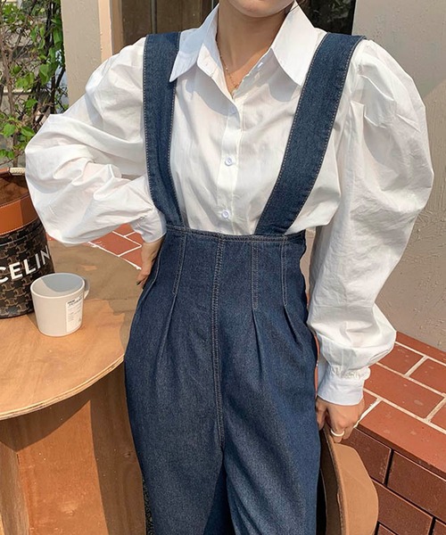 ANOTHER S(アナザーエス)の「サロペットデニムパンツ(デニムパンツ・レディース・ブルー・S/M/L)」の4枚目の写真