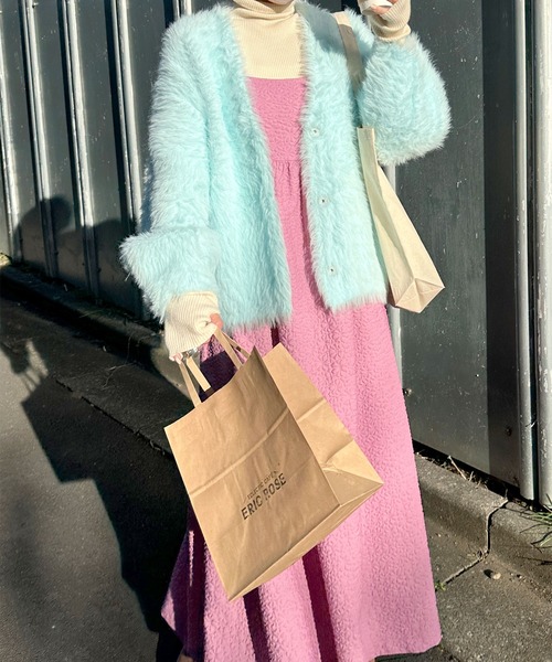 Alley by w closet(アリーバイダブルクローゼット)の「【お気に入り数4.7万人突破 / ZOZO限定カラー / Alley】ふくれジャガードキャミドレス(ワンピース・レディース・ブラック/ピンク/アイボリー/ラベンダー/ミント/ダークブルー/ベージュ/サックスブルー/ブラック系その他/オフホワイト/ブルー/パープル・FREE)」の19枚目の写真