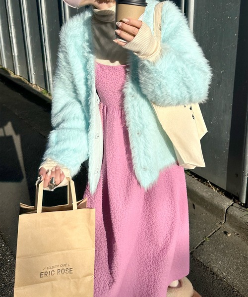 Alley by w closet(アリーバイダブルクローゼット)の「【お気に入り数4.7万人突破 / ZOZO限定カラー / Alley】ふくれジャガードキャミドレス(ワンピース・レディース・ブラック/ピンク/アイボリー/ラベンダー/ミント/ダークブルー/ベージュ/サックスブルー/ブラック系その他/オフホワイト/ブルー/パープル・FREE)」の20枚目の写真