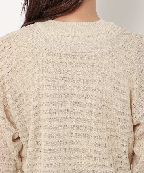 mysty woman(ミスティウーマン)の「シアーチェックニットカーデ 283378(カーディガン/ボレロ・レディース・ブラック/ライトベージュ/パープル/オレンジ・FREE)」の17枚目の写真