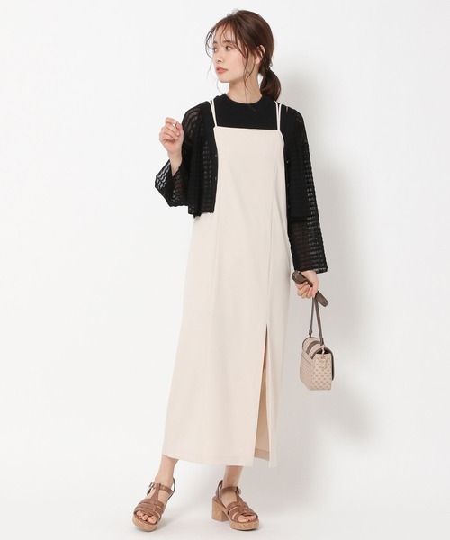 mysty woman(ミスティウーマン)の「シアーチェックニットカーデ 283378(カーディガン/ボレロ・レディース・ブラック/ライトベージュ/パープル/オレンジ・FREE)」の5枚目の写真