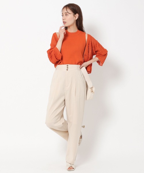 mysty woman(ミスティウーマン)の「シアーチェックニットカーデ 283378(カーディガン/ボレロ・レディース・ブラック/ライトベージュ/パープル/オレンジ・FREE)」の10枚目の写真