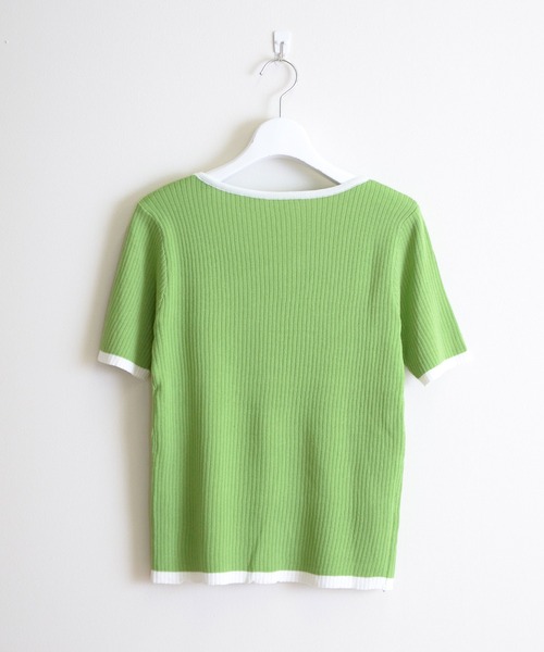 ibeul_（イベール）の「半袖リブライン 配色トップス（Tシャツ/カットソー・レディース・グリーン/ホワイト/ブラック/ピンク/パープル・FREE）」の15枚目の写真