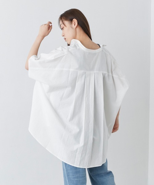 OMNES(オムネス)の「コットン製品洗いバッグフレアタックフレンチスリーブワイドシャツ(シャツ/ブラウス・レディース・ホワイト/ブラック/ピンク/テラコッタ・FREE)」の8枚目の写真