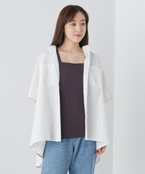 OMNES(オムネス)の「コットン製品洗いバッグフレアタックフレンチスリーブワイドシャツ(シャツ/ブラウス・レディース・ホワイト/ブラック/ピンク/テラコッタ・FREE)」の15枚目の写真