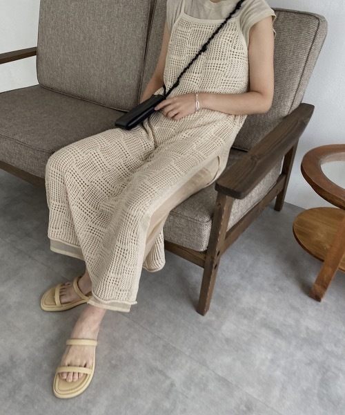 I_am(アイアム)の「pattern knit layered cami ops(ワンピース・レディース・ブラック/アイボリー/オレンジ系・FREE)」の10枚目の写真