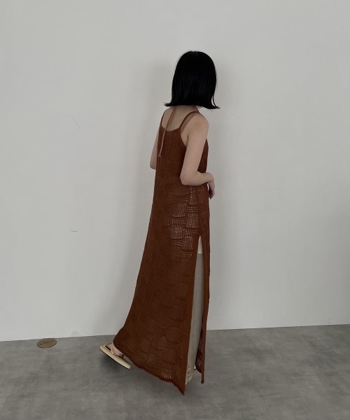 I_am(アイアム)の「pattern knit layered cami ops(ワンピース・レディース・ブラック/アイボリー/オレンジ系・FREE)」の11枚目の写真
