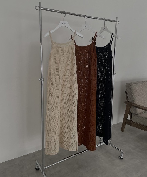 I_am(アイアム)の「pattern knit layered cami ops(ワンピース・レディース・ブラック/アイボリー/オレンジ系・FREE)」の18枚目の写真