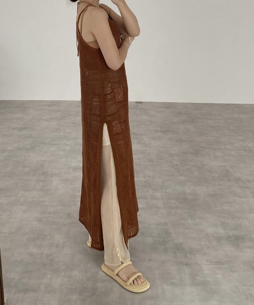 I_am(アイアム)の「pattern knit layered cami ops(ワンピース・レディース・ブラック/アイボリー/オレンジ系・FREE)」の20枚目の写真