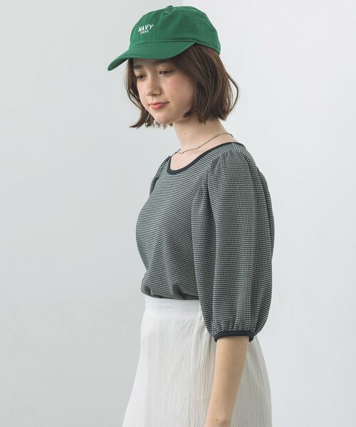 RETRO GIRL（レトロガール）の「ジャガードパフTee（Tシャツ/カットソー・レディース・グリーン/ブラック/ライトグレー・FREE）」の9枚目の写真