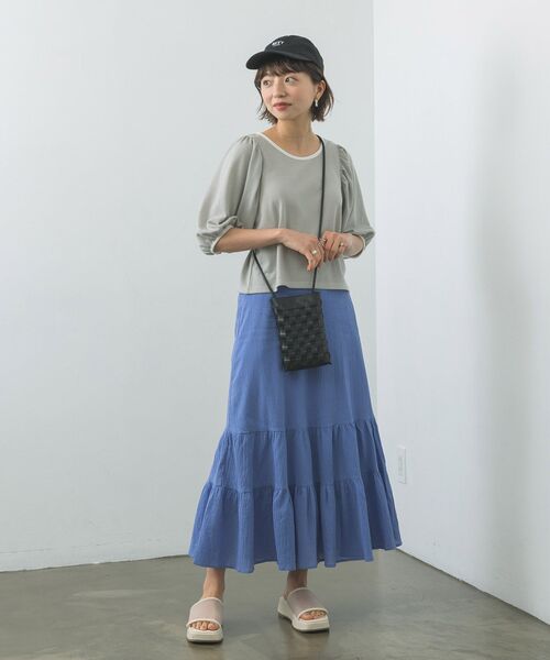 RETRO GIRL（レトロガール）の「ジャガードパフTee（Tシャツ/カットソー・レディース・グリーン/ブラック/ライトグレー・FREE）」の12枚目の写真