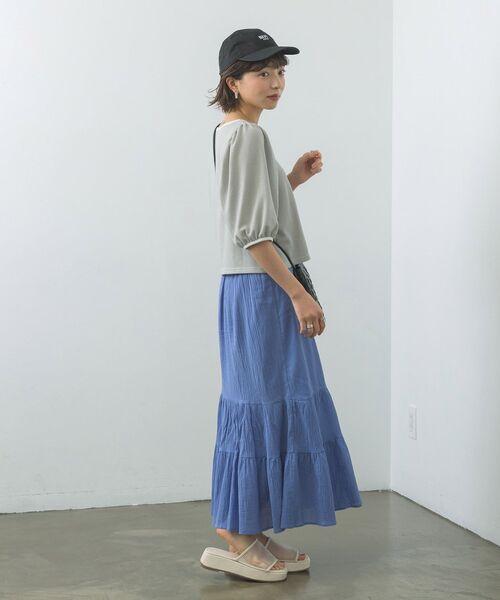 RETRO GIRL（レトロガール）の「ジャガードパフTee（Tシャツ/カットソー・レディース・グリーン/ブラック/ライトグレー・FREE）」の14枚目の写真