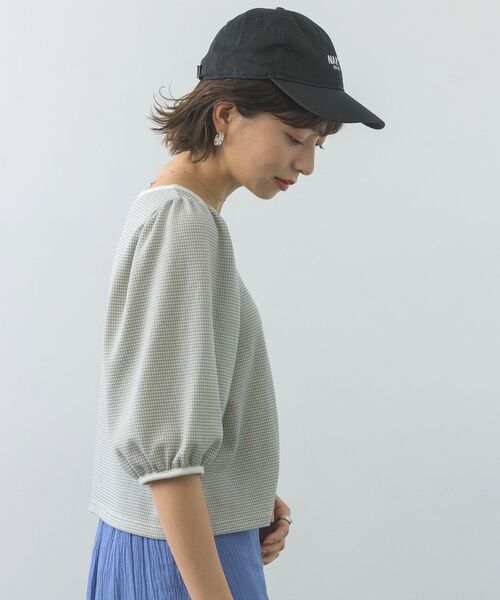 RETRO GIRL（レトロガール）の「ジャガードパフTee（Tシャツ/カットソー・レディース・グリーン/ブラック/ライトグレー・FREE）」の17枚目の写真