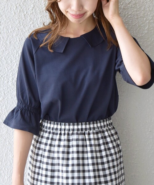 SHIPS any(シップス エニィ)の「SHIPS any: カラー シャーリングスリーブ TEE◇(Tシャツ/カットソー・レディース・ホワイト/ブラック/ネイビー・ONE SIZE)」の3枚目の写真