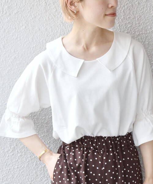 SHIPS any(シップス エニィ)の「SHIPS any: カラー シャーリングスリーブ TEE◇(Tシャツ/カットソー・レディース・ホワイト/ブラック/ネイビー・ONE SIZE)」の2枚目の写真