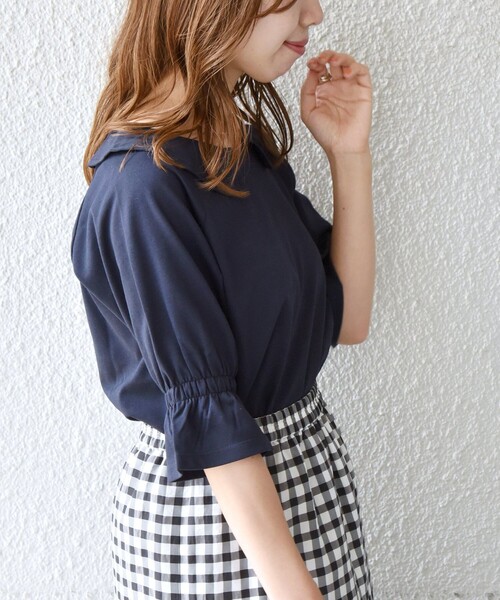 SHIPS any(シップス エニィ)の「SHIPS any: カラー シャーリングスリーブ TEE◇(Tシャツ/カットソー・レディース・ホワイト/ブラック/ネイビー・ONE SIZE)」の11枚目の写真