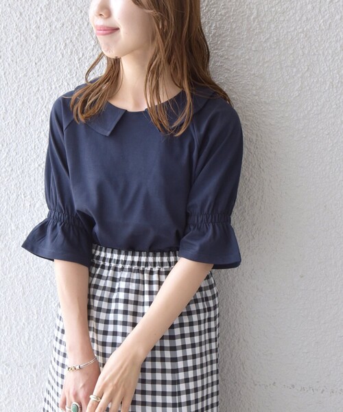 SHIPS any(シップス エニィ)の「SHIPS any: カラー シャーリングスリーブ TEE◇(Tシャツ/カットソー・レディース・ホワイト/ブラック/ネイビー・ONE SIZE)」の12枚目の写真